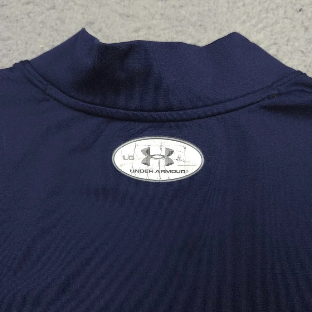 Under Armour ColdGear Fitted Mock Neck Base Layer Shirt Mens Large Navy